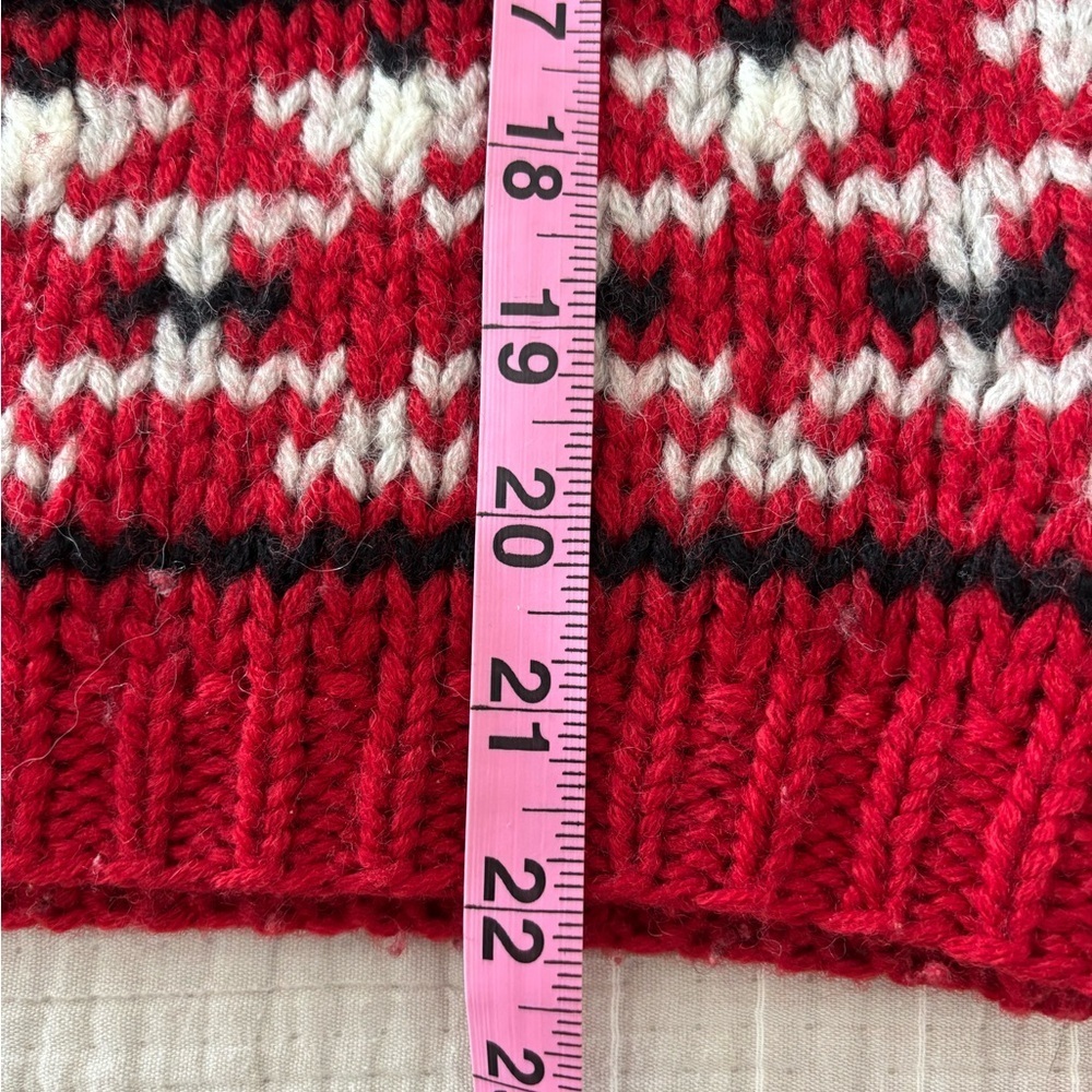 Vintage Espirit Sport Red Black Wool Sweater Nordic Fair Isle Women’s Medium - Picture 8 of 9